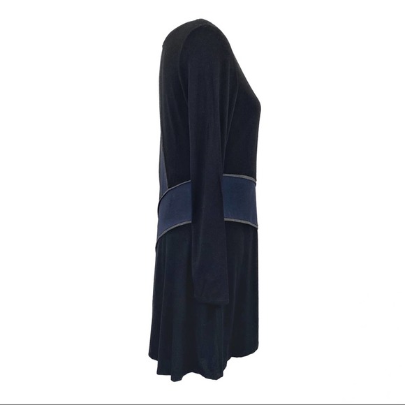 45. Decode 1.8 Long Sleeve Black Blue Midi Dress L - Picture 5 of 6